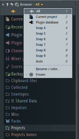 list of browser snapshots FL Studio