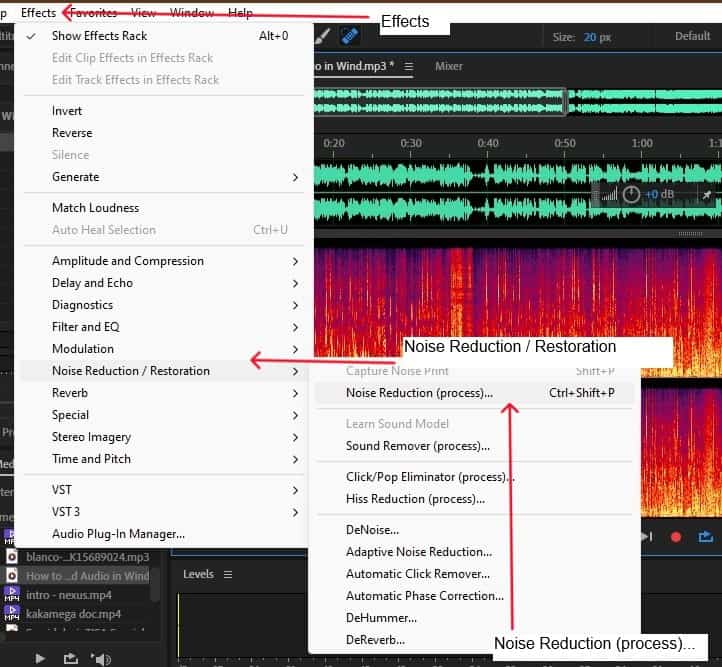 noise reduction process adobe audition