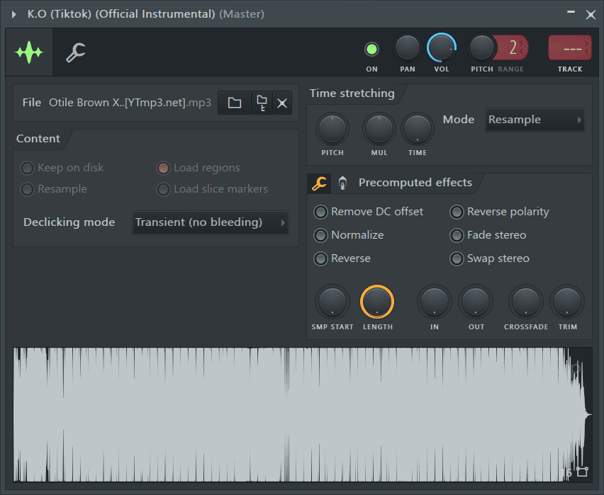 sample settings FL Studio