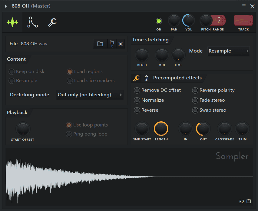 shorten sample in sample settings FL Studio