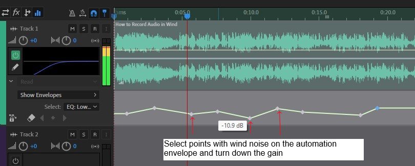 turn down gain on the automation envelope adobe audition 