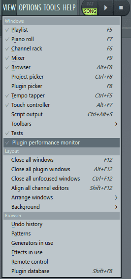 view open in toolbar FL Studio