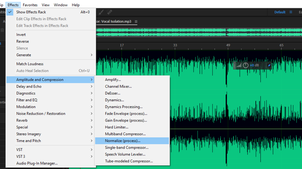 normalize audio adobe audition
